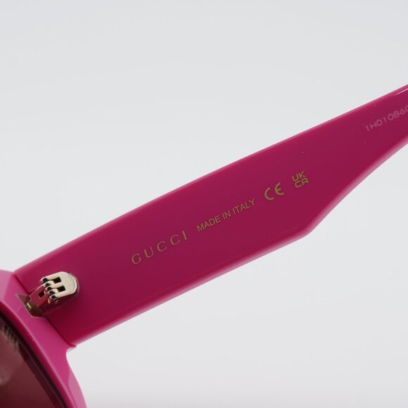 Gucci GG1835S 004 Sunglasses Fucsia Square Frame, Red with GG Pattern Lenses main image 2
